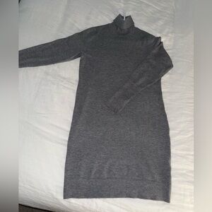 Express Supersoft Turtleneck Long Sleeve Mini Sweater Dress in Gray